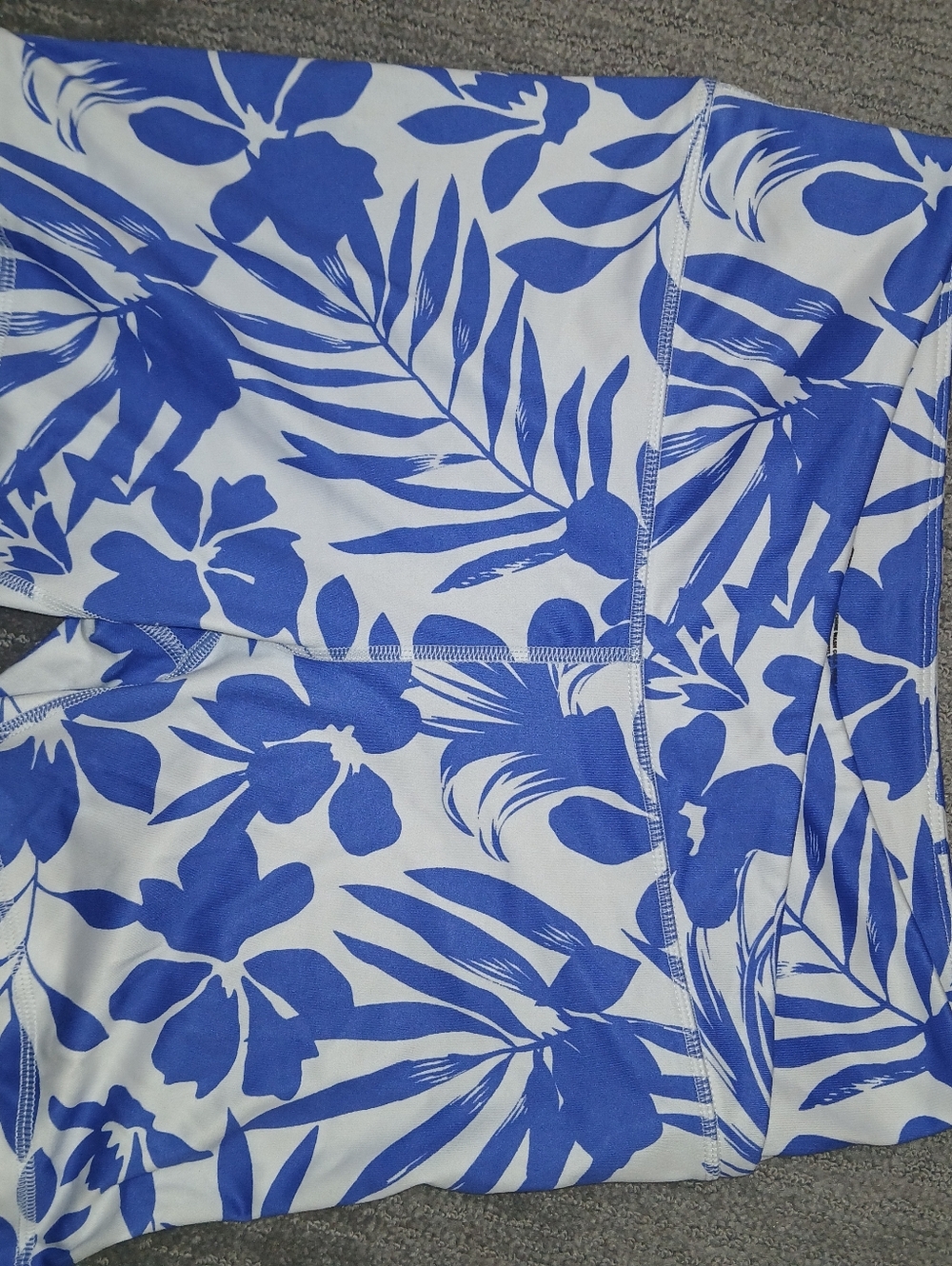 Blue & White Tropical Print Leggings